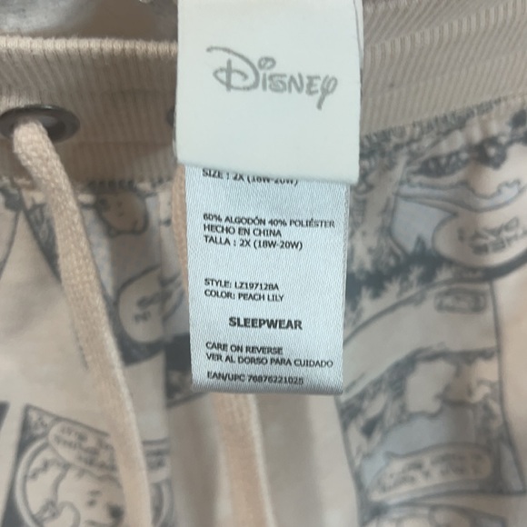 Disney Winnie the Pooh Sleep Shorts Thin Fleece Comic Print Draw String Waist - Picture 7 of 10